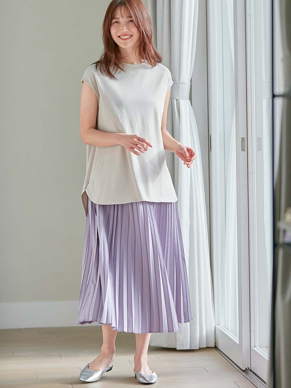 マタニティ スカート|プリーツスカート マタニティ・産後【出産後も長く使える】|ラベンダー
