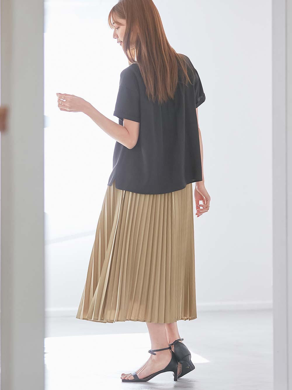 マタニティ スカート|プリーツスカート マタニティ・産後【出産後も長く使える】|ベージュ