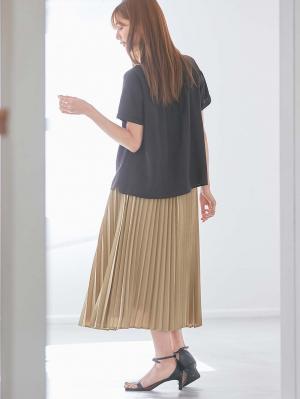 マタニティ スカート|プリーツスカート マタニティ・産後【出産後も長く使える】|ベージュ