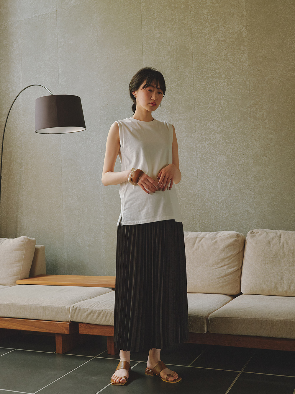 マタニティ スカート|プリーツスカート マタニティ・産後【出産後も長く使える】|ブラック