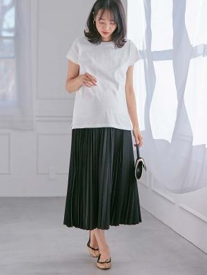 マタニティ スカート|プリーツスカート マタニティ・産後【出産後も長く使える】|ブラック