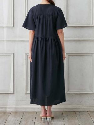 マタニティ ワンピース|【抗菌消臭】ウォッシャブル加工リネンレーヨン混Vネックワンピース　マタニティ・産後授乳服【出産後も長く使える】