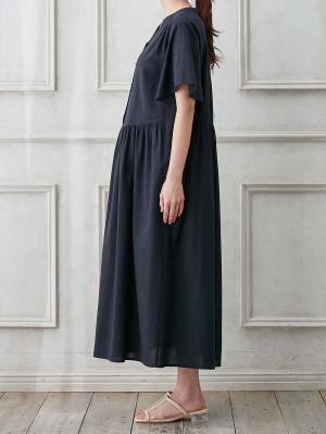 マタニティ ワンピース|【抗菌消臭】ウォッシャブル加工リネンレーヨン混Vネックワンピース　マタニティ・産後授乳服【出産後も長く使える】