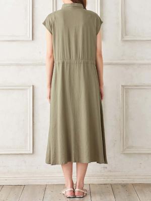 マタニティ ワンピース|ウォッシャブル加工リネンレーヨン前開きワンピース マタニティ・産後授乳服【出産後も長く使える】