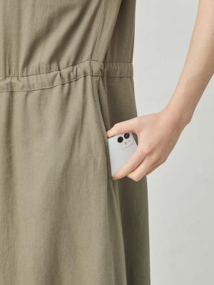 マタニティ ワンピース|ウォッシャブル加工リネンレーヨン前開きワンピース マタニティ・産後授乳服【出産後も長く使える】