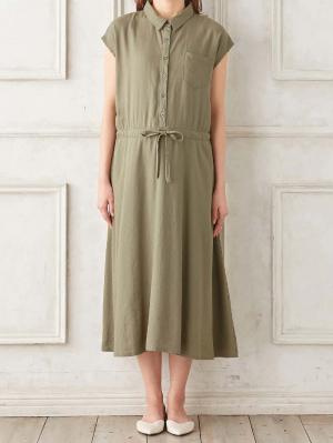 マタニティ ワンピース|ウォッシャブル加工リネンレーヨン前開きワンピース マタニティ・産後授乳服【出産後も長く使える】