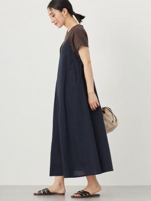 マタニティ ワンピース|ウォッシャブル加工リネンレーヨンキャミワンピース マタニティ・産後授乳服【出産後も長く使える】