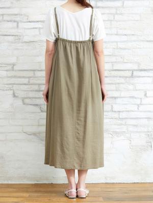 マタニティ ワンピース|ウォッシャブル加工リネンレーヨンキャミワンピース マタニティ・産後授乳服【出産後も長く使える】
