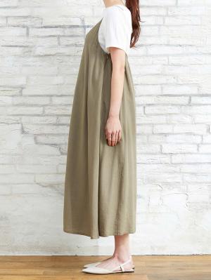 マタニティ ワンピース|ウォッシャブル加工リネンレーヨンキャミワンピース マタニティ・産後授乳服【出産後も長く使える】