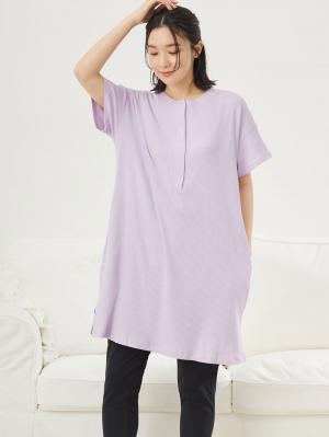 リブヘンリーネック半袖トップス&産後も使えるレギンスパジャマ　マタニティ・授乳パジャマ【出産後も長く使える】10335