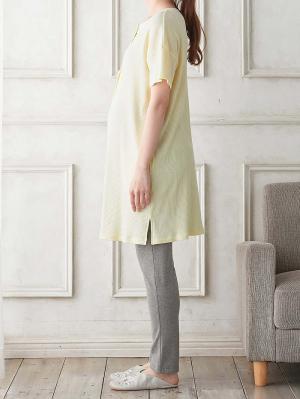 マタニティ パジャマ・ルームウェア|リブヘンリーネック半袖トップス&産後も使えるレギンスパジャマ マタニティ・授乳パジャマ【出産後も長く使える】