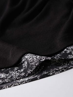 マタニティ ワンピース|ニットソー×花柄ワンピース　マタニティ・産後授乳服【出産後も長く使える】