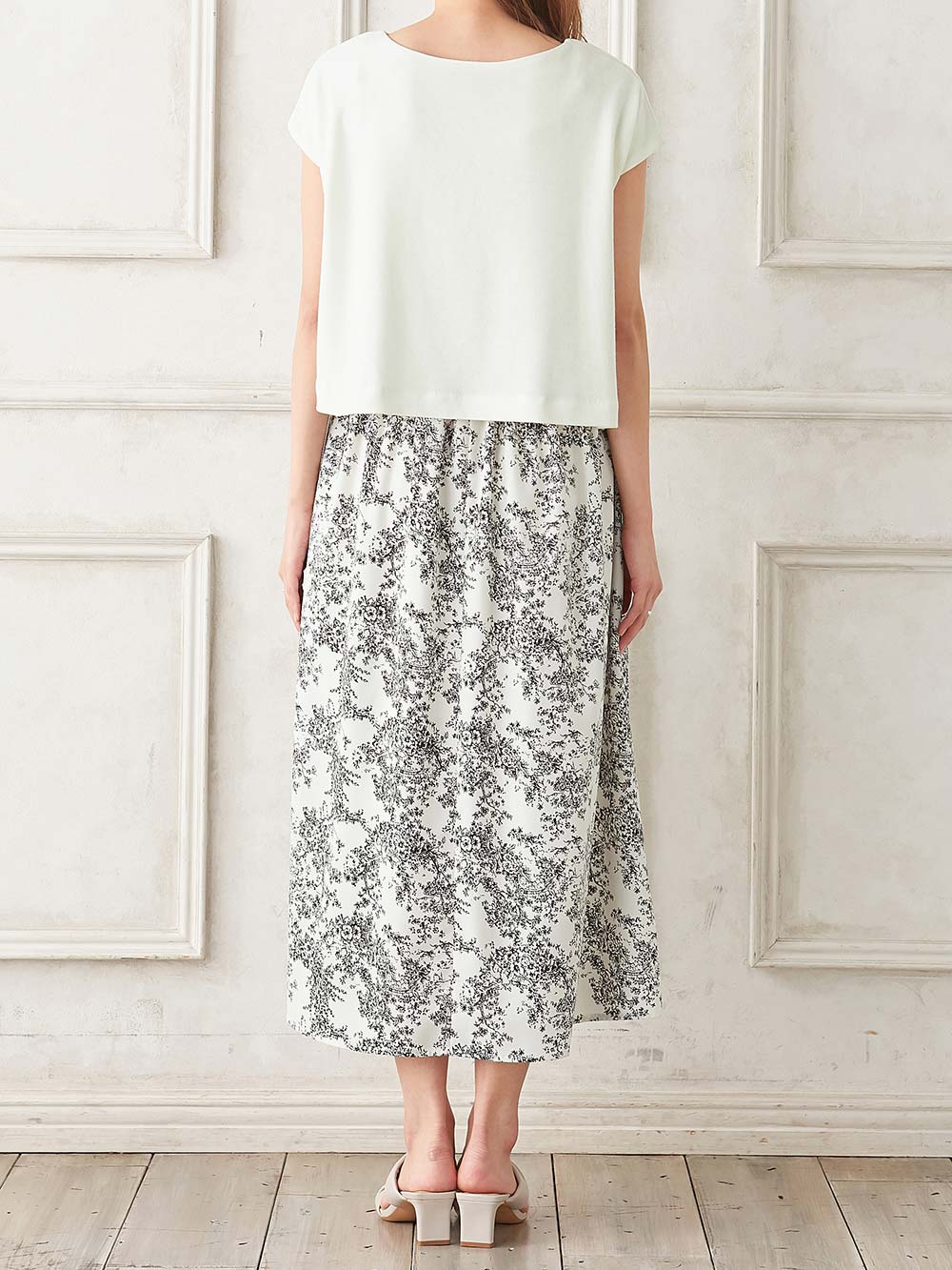 マタニティ ワンピース|ニットソー×花柄ワンピース　マタニティ・産後授乳服【出産後も長く使える】