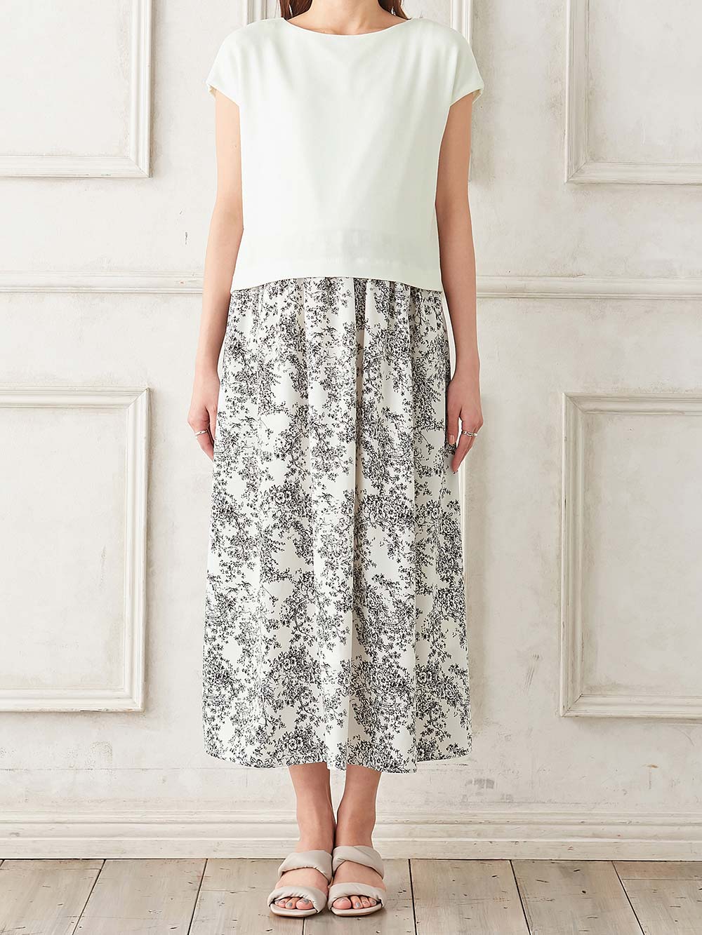 マタニティ ワンピース|ニットソー×花柄ワンピース　マタニティ・産後授乳服【出産後も長く使える】