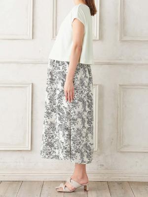 マタニティ ワンピース|ニットソー×花柄ワンピース　マタニティ・産後授乳服【出産後も長く使える】