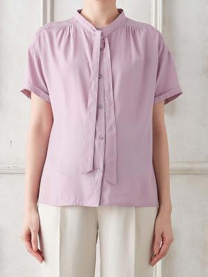 マタニティ トップス|ボウタイ付き半袖ブラウス　マタニティ・産後授乳服【出産後も長く使える】