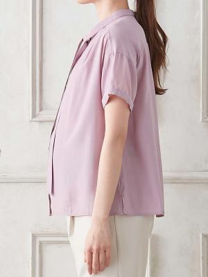 マタニティ トップス|ボウタイ付き半袖ブラウス　マタニティ・産後授乳服【出産後も長く使える】