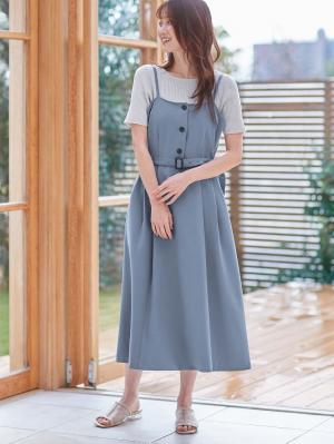 マタニティ ワンピース|ウエストベルト付きキャミワンピース　マタニティ・産後授乳服【出産後も長く使える】