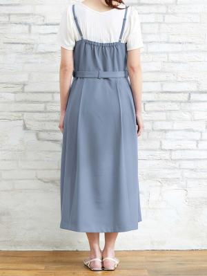 マタニティ ワンピース|ウエストベルト付きキャミワンピース　マタニティ・産後授乳服【出産後も長く使える】