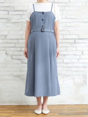 マタニティ ワンピース|ウエストベルト付きキャミワンピース　マタニティ・産後授乳服【出産後も長く使える】