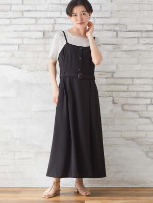 マタニティ ワンピース|ウエストベルト付きキャミワンピース　マタニティ・産後授乳服【出産後も長く使える】