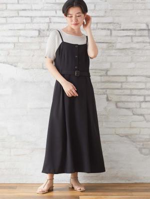 マタニティ ワンピース|ウエストベルト付きキャミワンピース　マタニティ・産後授乳服【出産後も長く使える】
