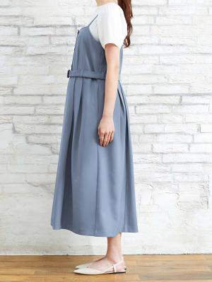マタニティ ワンピース|ウエストベルト付きキャミワンピース　マタニティ・産後授乳服【出産後も長く使える】