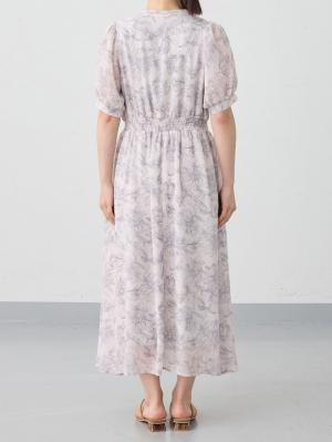 マタニティ ワンピース|ウエストシャーリング花柄ギャザーワンピース　マタニティ・産後授乳服【出産後も長く使える】