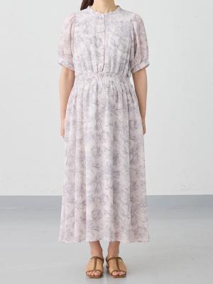 マタニティ ワンピース|ウエストシャーリング花柄ギャザーワンピース　マタニティ・産後授乳服【出産後も長く使える】