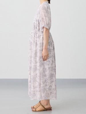 マタニティ ワンピース|ウエストシャーリング花柄ギャザーワンピース　マタニティ・産後授乳服【出産後も長く使える】