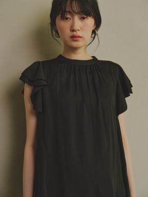 【最大20%OFF｜新生活まとめ買い対象】ヴィンテージサテンフレアスリーブブラウス　マタニティ・産後授乳服【出産後も長く使える】10341