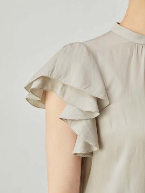 マタニティ トップス|ヴィンテージサテンフレアスリーブブラウス　マタニティ・産後授乳服【出産後も長く使える】