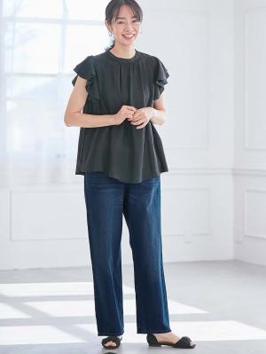 マタニティ トップス|ヴィンテージサテンフレアスリーブブラウス　マタニティ・産後授乳服【出産後も長く使える】