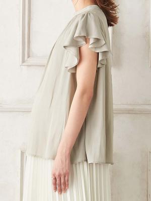 マタニティ トップス|ヴィンテージサテンフレアスリーブブラウス　マタニティ・産後授乳服【出産後も長く使える】