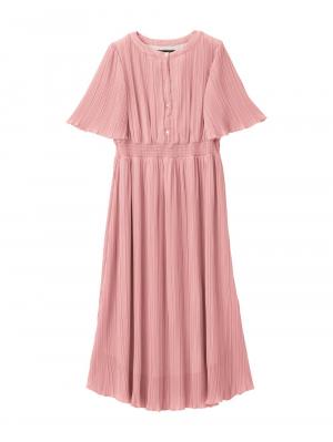 マタニティ ワンピース|ランダムプリーツワンピース　マタニティ・産後授乳服【出産後も長く使える】|ピンク