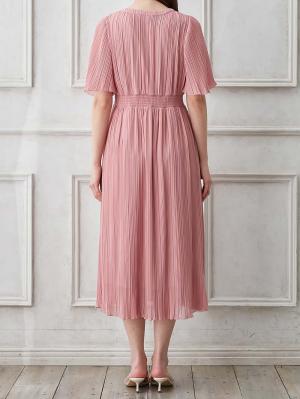 マタニティ ワンピース|ランダムプリーツワンピース　マタニティ・産後授乳服【出産後も長く使える】