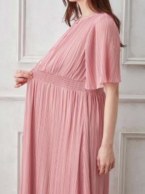 マタニティ ワンピース|ランダムプリーツワンピース　マタニティ・産後授乳服【出産後も長く使える】