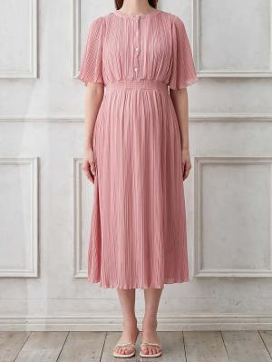 マタニティ ワンピース|ランダムプリーツワンピース　マタニティ・産後授乳服【出産後も長く使える】