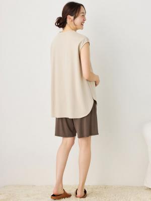 マタニティ パンツ|fairy(フェアリー)涼感らくちんハーフパンツ マタニティ・産後【出産後も長く使える】|モカ