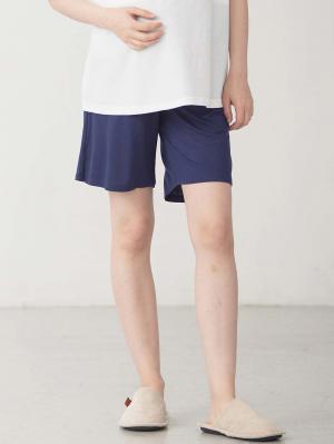 マタニティ パンツ|fairy(フェアリー)涼感らくちんハーフパンツ マタニティ・産後【出産後も長く使える】|ネイビー