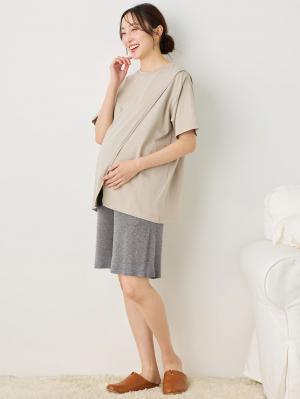 マタニティ パンツ|fairy(フェアリー)涼感らくちんハーフパンツ マタニティ・産後【出産後も長く使える】|グレー