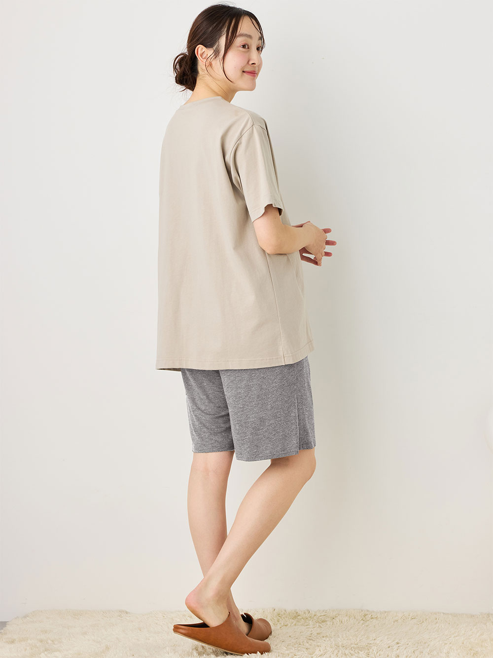 マタニティ パンツ|fairy(フェアリー)涼感らくちんハーフパンツ マタニティ・産後【出産後も長く使える】|グレー