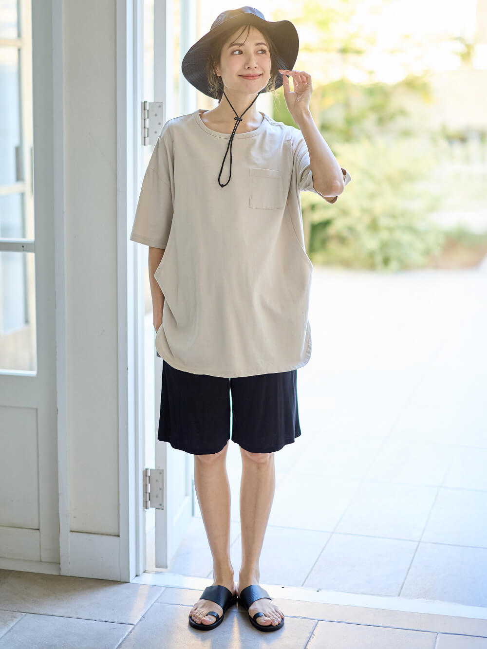 マタニティ パンツ|fairy(フェアリー)涼感らくちんハーフパンツ マタニティ・産後【出産後も長く使える】|モカ