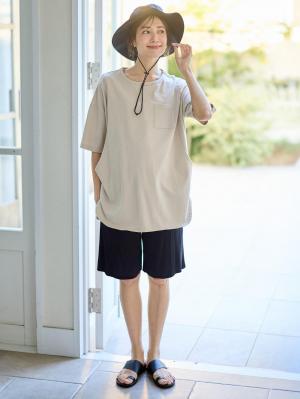 マタニティ パンツ|fairy(フェアリー)涼感らくちんハーフパンツ マタニティ・産後【出産後も長く使える】|モカ