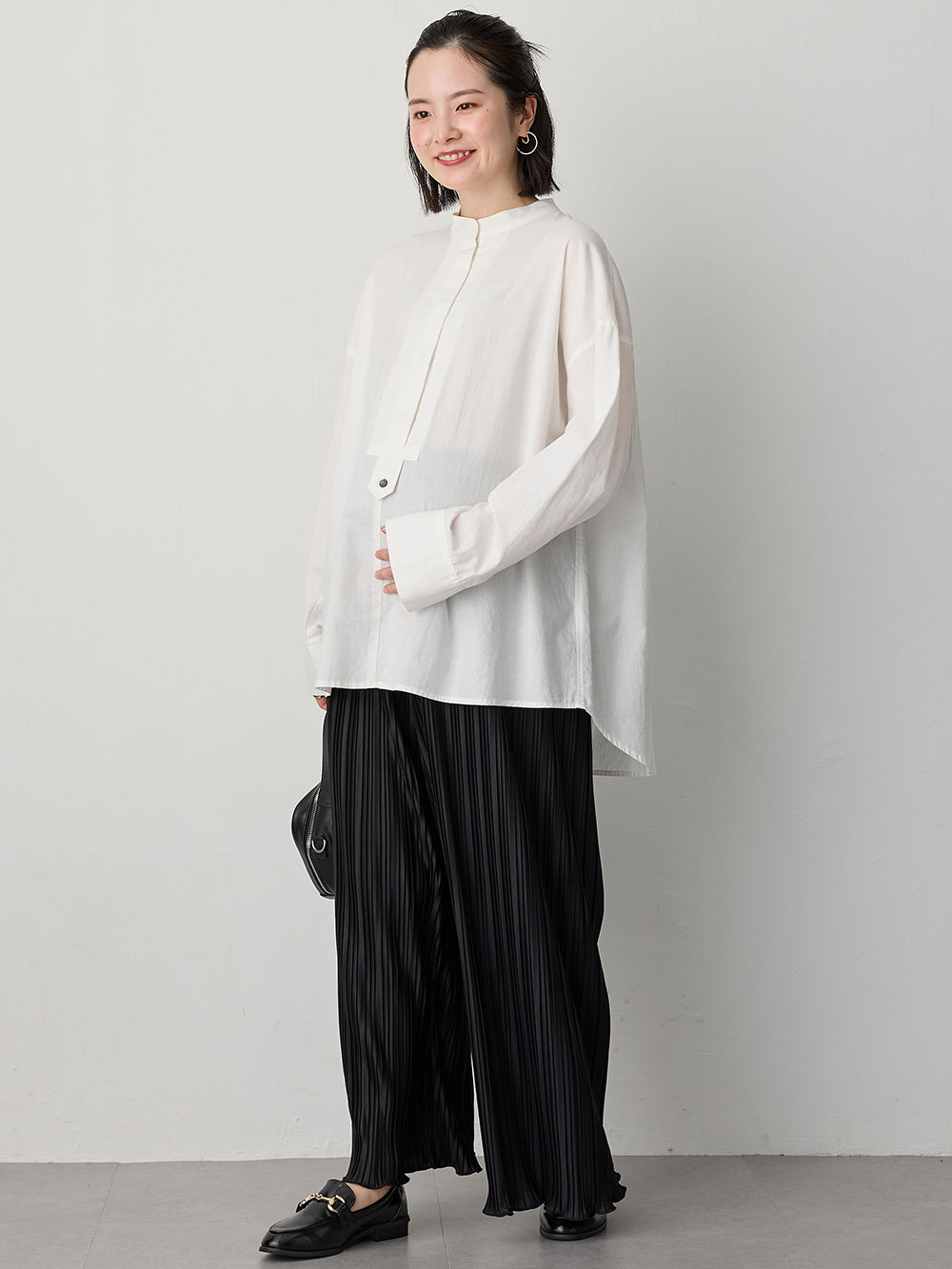 マタニティ パンツ|fairy（フェアリー）らくちんプリーツパンツ　マタニティ・産後【出産後も長く使える】|ブラック