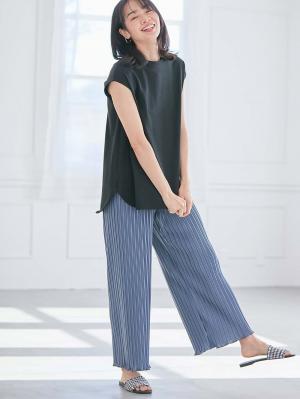 マタニティ パンツ|fairy（フェアリー）らくちんプリーツパンツ　マタニティ・産後【出産後も長く使える】|ブルー