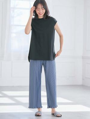 マタニティ パンツ|fairy（フェアリー）らくちんプリーツパンツ　マタニティ・産後【出産後も長く使える】|ブルー