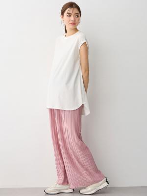 マタニティ パンツ|fairy（フェアリー）らくちんプリーツパンツ　マタニティ・産後【出産後も長く使える】|ピンク