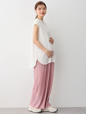 マタニティ パンツ|fairy（フェアリー）らくちんプリーツパンツ　マタニティ・産後【出産後も長く使える】|ピンク