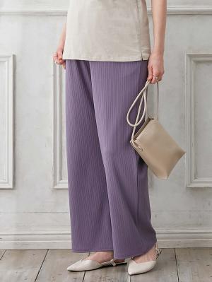 マタニティ パンツ|fairy(フェアリー)ランダムテレコワイドパンツ【出産後も長く使える】|ラベンダー